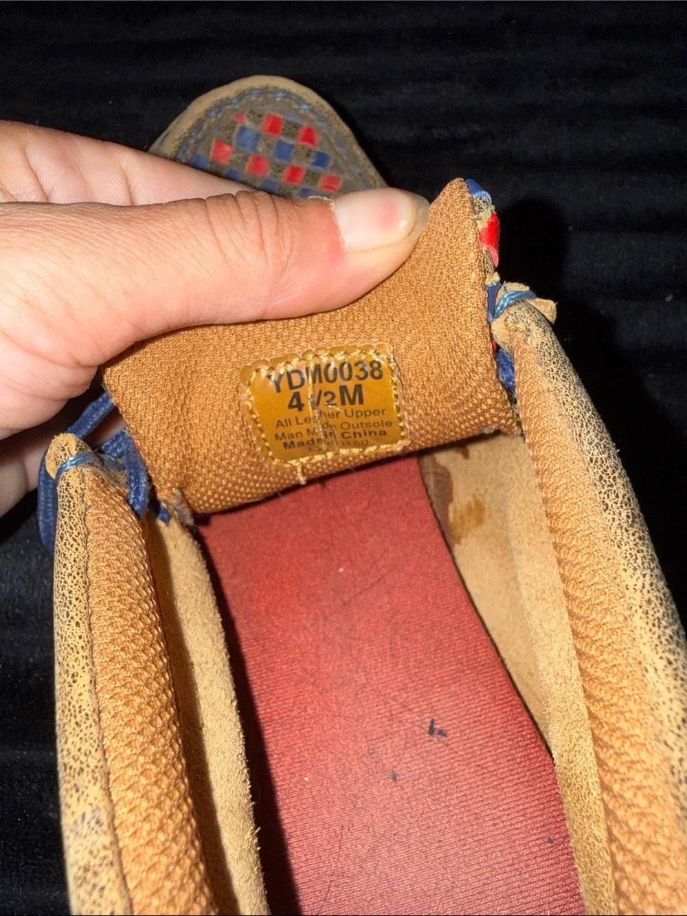 Twisted X Kids Moccasins in Brown with Red & Blue Woven Upper